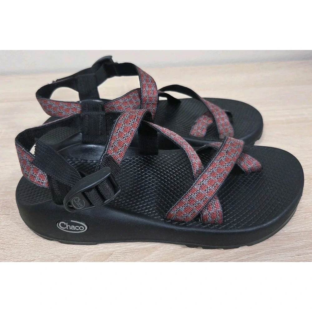 Chaco Z/Cloud Hiking Sport Sandals‎ Black Red Gray Webbing Men's 8